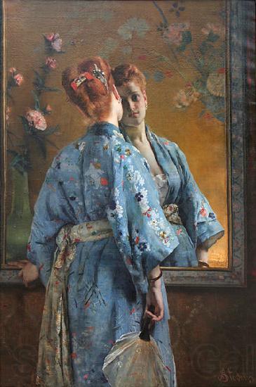 Alfred Stevens The Japanese Parisian. Norge oil painting art